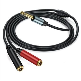 2m 1 / 4 Tum TS Mono Splitter Y-kabel 6,35mm Mono Hane till Dubbla 1 / 4 Tum 6,35mm Hona Jack Kabel