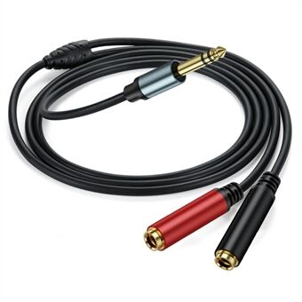 2m 1 / 4 tum TRS stereosplitter Y-kabel 6,35 mm stereo hankontakt till dubbel 6,35 mm hankontakt