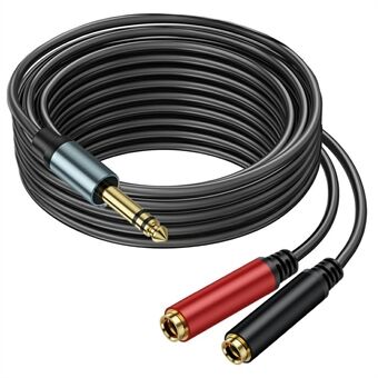 5m 1 / 4 Tum TRS Stereo Splitter Y-kabel 6.35mm Stereo Hane till Dubbel 6.35mm Hona Kontaktledning