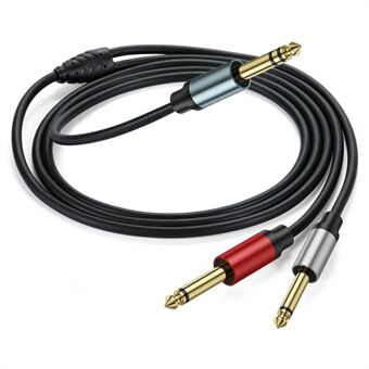 3m 1 / 4 Tum TRS Stereo Y-Splitter Kabel 6.35mm Hane Jack till Dubbel 6.35mm Hane TS Mono Ljudkabel