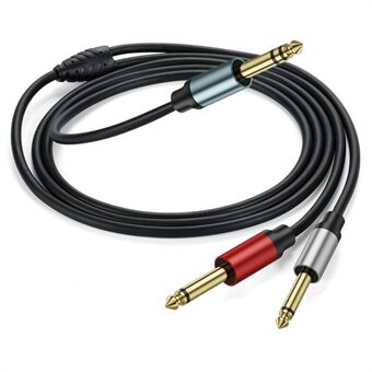 2m 1 / 4 Tum TRS Stereo Y-Splitter Kabel 6.35mm Hane Jack till Dual 6.35mm Hane TS Mono Ljudkabel