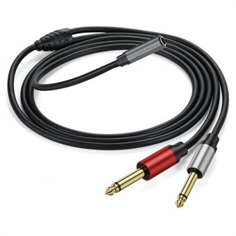 1m 6.35mm Stereo Hona TRS till Dubbel 1 / 4-tums Hane Mono Y-Splitter Kabelförlängning Patch-sladd