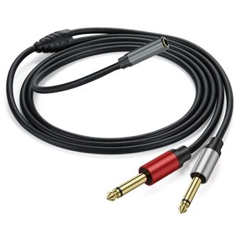 2m 6.35mm Stereo Hona TRS till Dual 1 / 4 Tum Hane Mono Y Splitter Breakout-kabel Patch-kabel