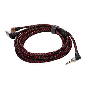 3M 3,5 mm till 2 RCA Aux-kabel hane till hane rätvinklad extra splittersladd för telefon Tablet Laptop