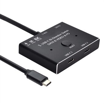 UC-161 0,5 m USB-C dubbelriktad switch MST 1 till 2 Typ-C Hub Adapter Support Video 8K / 30Hz, 10Gbps Data, PD 100W