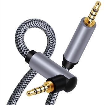 2 m 3,5 mm hane till hane armbåge Audio Aux-kabel HiFi stereo rät vinkel TRRS flätad förlängningssladd