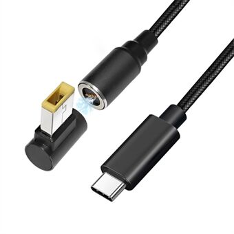 USB-C till fyrkantig kontakt för bärbar dator Lenovo / IBM / ThinkPad, 1,8 m PD 100 W magnetisk absorption DC-kabel E-Mark Chip Notebook Adapter Snabbladdning