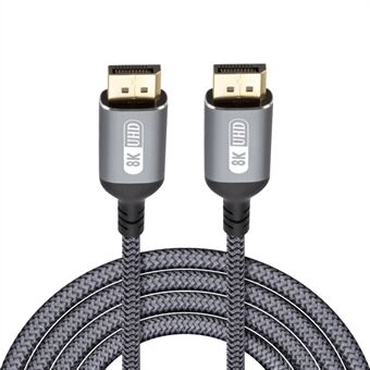 KFD 5m 8K UHD DisplayPort-kabel Nylonflätad DP till DP-adaptersladd Guldpläterad DisplayPort-kabel för spelmonitor grafikkort