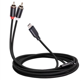 2 m Type-C till 2 RCA hane till hane ljudkabel för iPhone Sumsung Xiaomi högtalare hemmabio-TV (inbyggt DAC-chip)