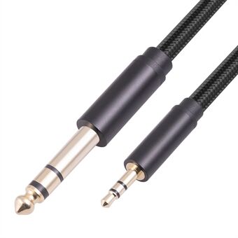 3662BK 1 m 3,5 mm till 6,35 mm hane till hane guldpläterad jack Audio Adapter Aux-kabel för mixerförstärkare