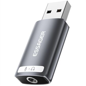 ESSAGER USB till Enkel 3,5 mm Ljudadapter Headset Extern Stereo Ljudkort Omvandlare