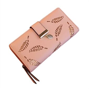 Hollow Leaves PU-läderplånbok för kvinnor Korthållare Lång Clutch Bag Dragkedja Myntväska