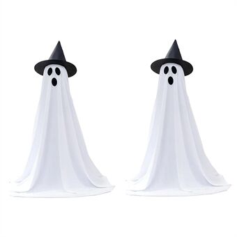 2st Halloween Utomhus Spökdekoration med Ljusslinga, Justerbar Höjd för Ytterdörr, Veranda och Trädgård