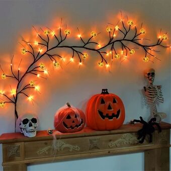 Halloween-girlandbelysning 1,8m 54 LED 8 lägen Pumpa Fladdermus Spindel Pilranka Grenbelysning