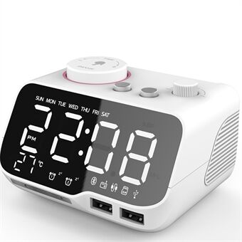 M9 Bluetooth-högtalare temperaturdisplay FM-radio LED digital väckarklocka med dubbla USB-telefonladdningsportar, CE-certifierad