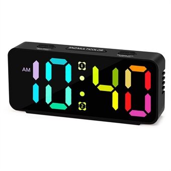 YF2024 Dubbel Alarm 15 RGB-färger LED Spegelyta Klocka Mini Student Skrivbords Digital Klocka