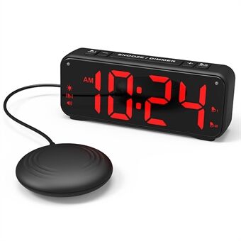 F1089 Högljudd Vibrerande USB Väckarklocka 6.5\'\' LED Displayskärm Sängklocka med Snooze-funktion för studenter, äldre, seniorer, män och kvinnor