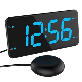 LIELONGREN T1H 7-tum stor LED-skärm Mute Digital väckarklocka Liten skrivbordsklockor Timer med Snooze-läge Hög volym (utan batterier)