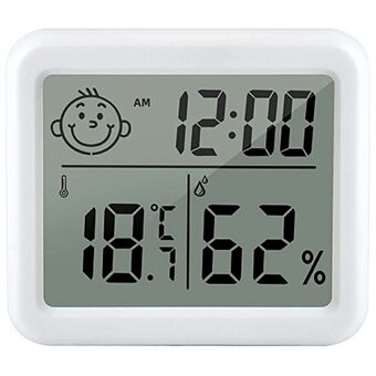 0,8cm Ultra Slim Digitaltermometer Smiley LCD Display Hygrometer för Hem Kontor