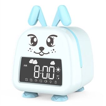 JS2726C Söt kanin Digital klocka Barn Sovträning Alarm Kids LED nattlampa vid sängen Wake Up Clock - Babyblå