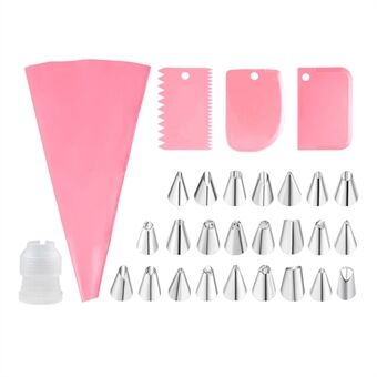 29 stycken / Set Julkaka DIY-verktyg Icing Piping Nozzles med krämig Pastry Bag Scrapers (Ingen FDA-certifiering)