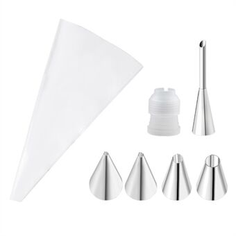 7 st / set Icing Piping Nozzle Puff Cream Injector med Pastry Bag Julkakdekoreringsverktyg (Ingen FDA-certifiering)