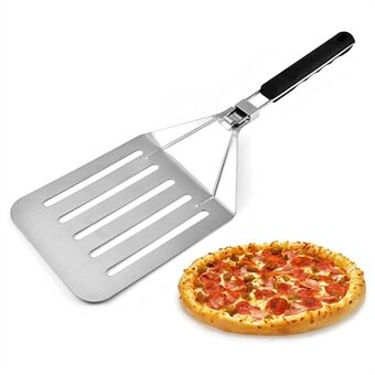 Hopfällbar 430 Rostfritt Stål Pizzaspade Pizzapeel Slitsad Spatula, Storlek L (BPA-fri, Ingen FDA-certifikat)