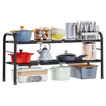 006-SCX-6856-8BK Under Sink Organizer Expandable Cabinet Shelf med 8 paneler, retraktabel till 67-82cm.