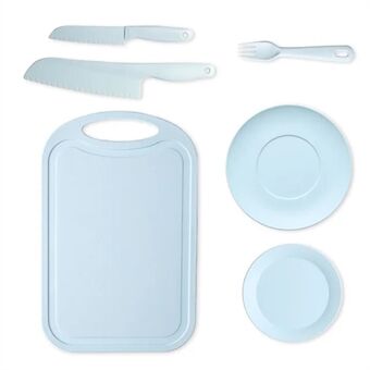 6 st / set Barnkockkniv Skärbädd Plasttallrik Köksredskap set (BPA Fri, Ej FDA)