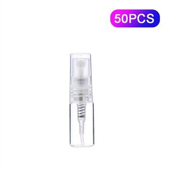 50 st 2ml Bärbar Mini Glas Sprayflaska Parfymbehållare Badrum Resor Påfyllningsbar Sprayflaska - Vit