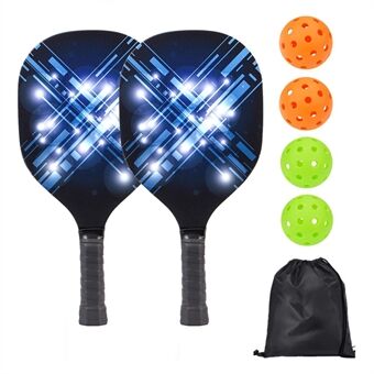 Bärbart set med träpickleballpaddel för nybörjare med 2 racketar + 4 bollar + bärväska