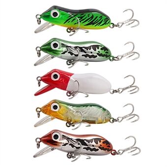 XY-605 5 stycken / Set Topwater Groda Fiskedrag Hårt ABS Imitations Groda Crankbait Tackel med Dubbla Krokarna