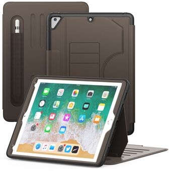 För iPad 9,7 tum (2018) / (2017) / iPad Pro 9,7 tum (2016) / iPad Air 2-fodral i läder med automatisk väckning och sömn för surfplatta.