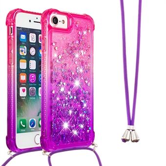 Mjuk TPU Snyggt fallskyddsfodral Liquid Glitter Gradient Quicksand Sparkle Telefonskal med snöre för iPhone 6/6s/7/8 /SE (andra generationen)