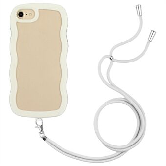 För iPhone 7/8/SE (2020)/SE (2022) Vågig Kant PC + TPU Telefonfodral Färgram Transparent Bakomslag med Justerbart Halsband.