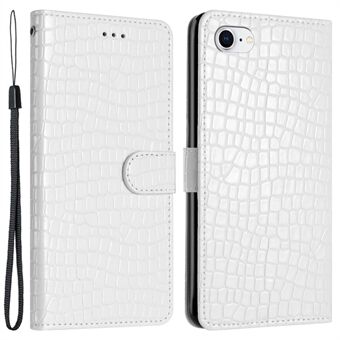 Flip Cover för iPhone 6 / 6s / 7 / 8 Crocodile Texture Stand Telefon PU läder plånboksfodral med handrem