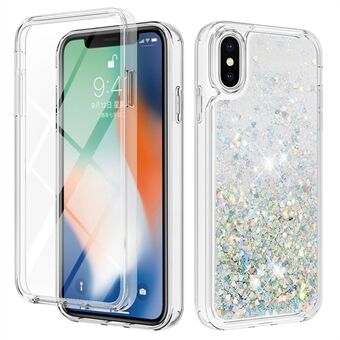 YB Quicksand Series-9 för iPhone X / XS  Flytande Glitter Anti-dropp skal Avtagbart TPU-telefonfodral med PET-skärmskydd