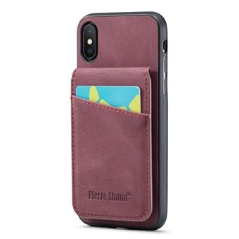 FIERRE SHANN För iPhone X / XS 5,8 tums Crazy Horse Texture telefonskal med stöd i PU-läder+TPU-kortplatsfodral