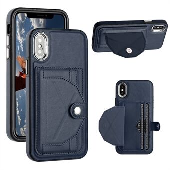 YB Leather Coating Series-4 för iPhone X / XS Kickstand Korthållare Telefonfodral PU Läderbelagt TPU-fodral