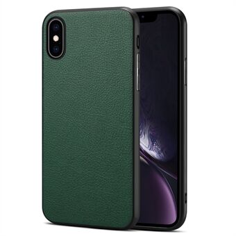 För iPhone XS 5.8 tum / X Bakre Skalet PC+TPU+PU Läder Kalvtexture Smartphone-skydd