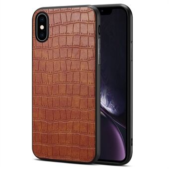 För iPhone X / XS mobilskal krokodiltexturerat PU-läder+PC+TPU baksida