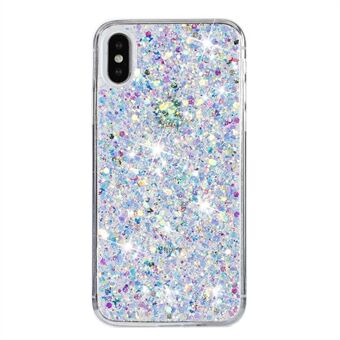 För iPhone X / XS-skal Epoxi Telefon Skal Glittrande Pulver TPU-telefonskal