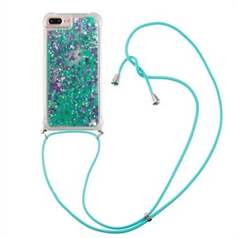 Fall Protection Quicksand Flowing Glitter TPU Protective Phone Cover Shell with Adjustable Lanyard for iPhone 6 Plus/6s Plus/7 Plus/8 Plus 