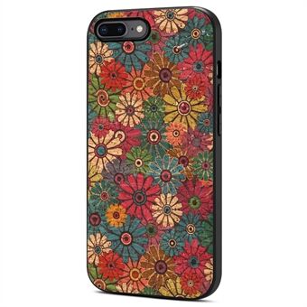 För iPhone 7 Plus / 8 Plus skal TPU+PC+PU Blomstermönster Tryckt Telefonfodral