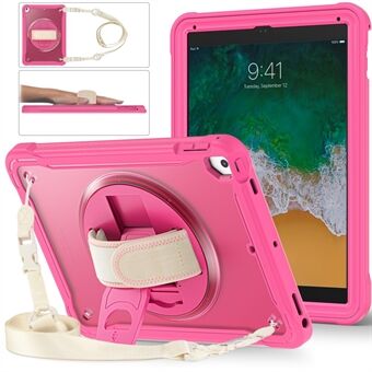 Tablettfodral för iPad Air (2013) / Air 2 / iPad Pro 9,7 tum (2016) / iPad 9,7 tum (2017) / (2018) , Roterande Kickstand PC+TPU-fodral med axelrem / handrem