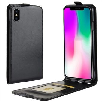 Crazy Horse Vertical Flip Card Holder Leather Case for iPhone XR 