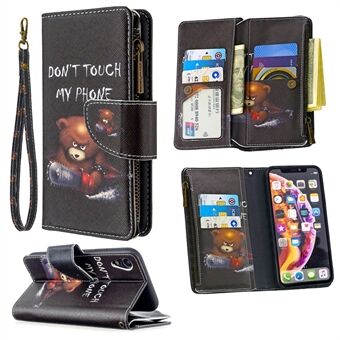 BF03 Pattern Printing Zipper Wallet Leather Phone Cover for iPhone XR 