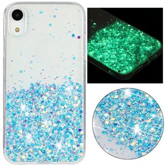 För iPhone XR Stöttåligt Telefonfodral med Epoxy Glitter, Glitter, Glänsande och Lysskynande TPU-telefonfodral