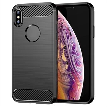 1,8 mm snygg kolfiberborstad design Flexibel TPU Anti-drop mobilfodral för iPhone XS Max 