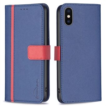 BINFEN COLOR BF Leather Series-9 för iPhone XS Max  Cross Texture Plånboksfodral Style 13 Splicing PU- Stand